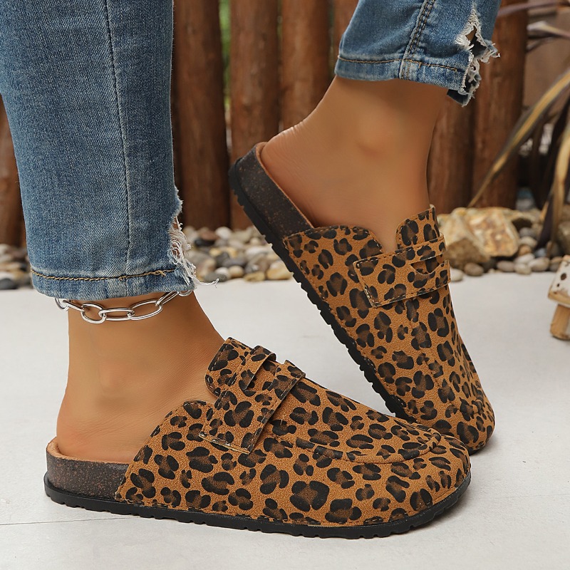 Slip On Mule Flat - Women Leopard Print Slip on Mules