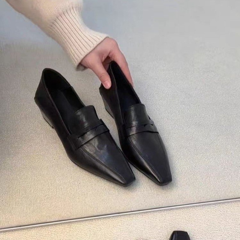 Women Shoes Elegant - Versatile pointed-toe Shoes, square-toe slip-on low-heel