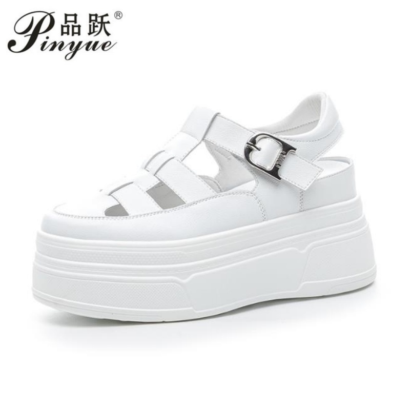 Women Shoes Sneakers - 8.5cm Hollow Full Cow Genuine Leather