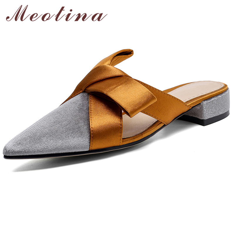 Slip On Mule Flat - Meotina Flat Sandals Pointed Toe Mules
