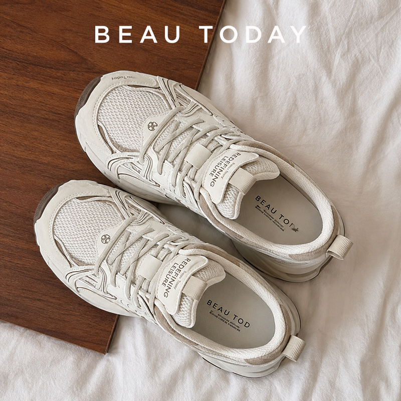 Women Shoes Store - BEAUTODAY Chunky Sneakers Women Split Leather