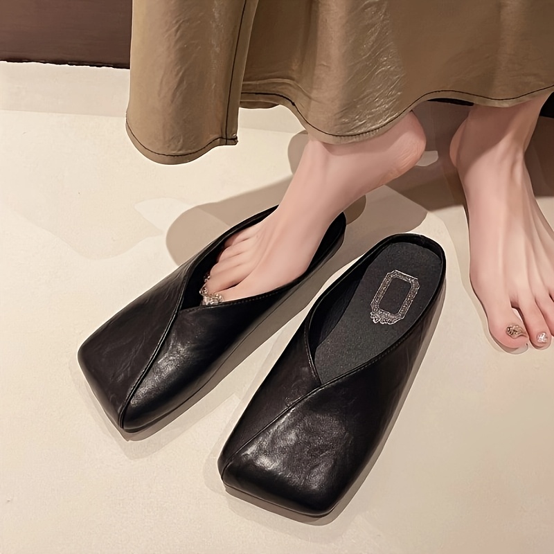 Spring Summer New Square Head  - огляд і ціна Slip On Mule Flat