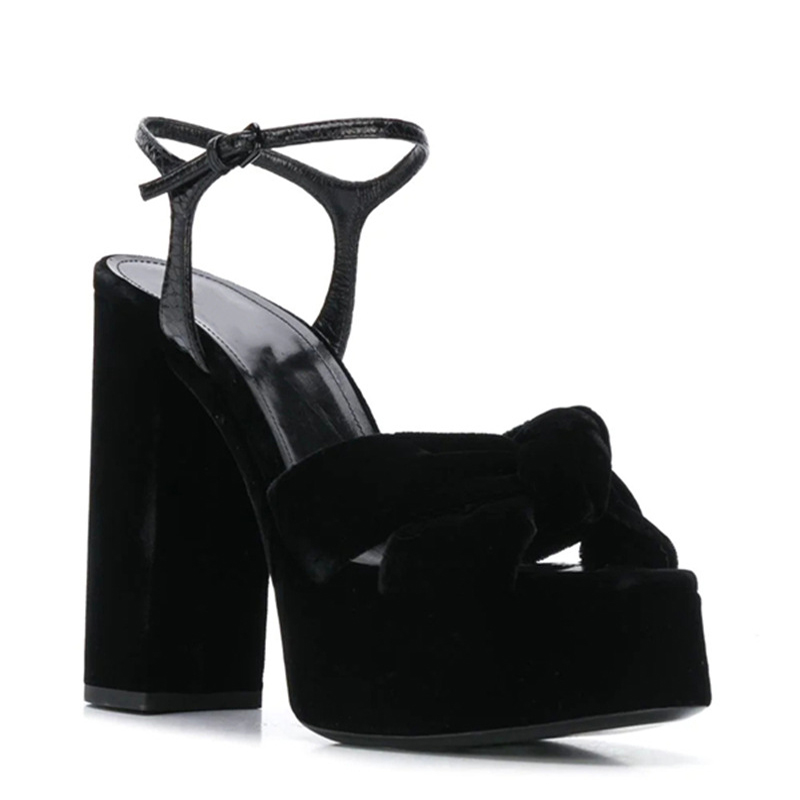 Burgundy Velvet Knot Peep Toe  - огляд і ціна Women'S Shoes Burgundy