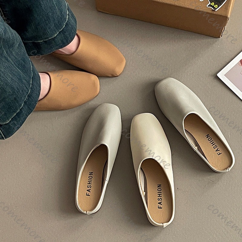 Comemore Retro Square Head Bao - огляд і ціна Slip On Mule Flat