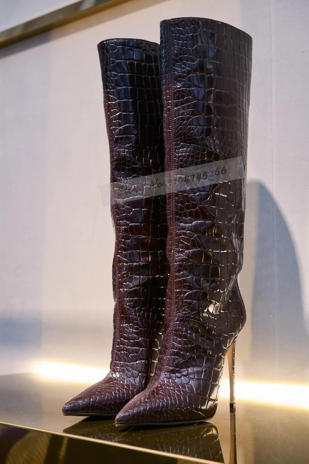 Burgundy Crocodile Thin High H - огляд і ціна Women'S Shoes Burgundy
