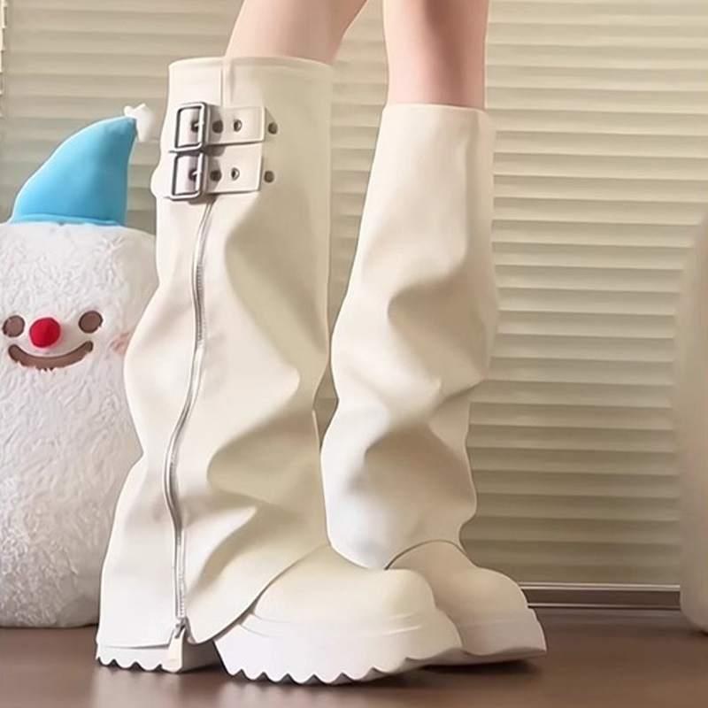Punk Style Splicing Thick Bott - огляд і ціна Knee High Boots Women