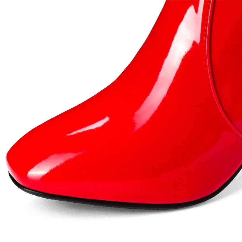 Red White Patent Leather Women - огляд і ціна Knee High Boots Women