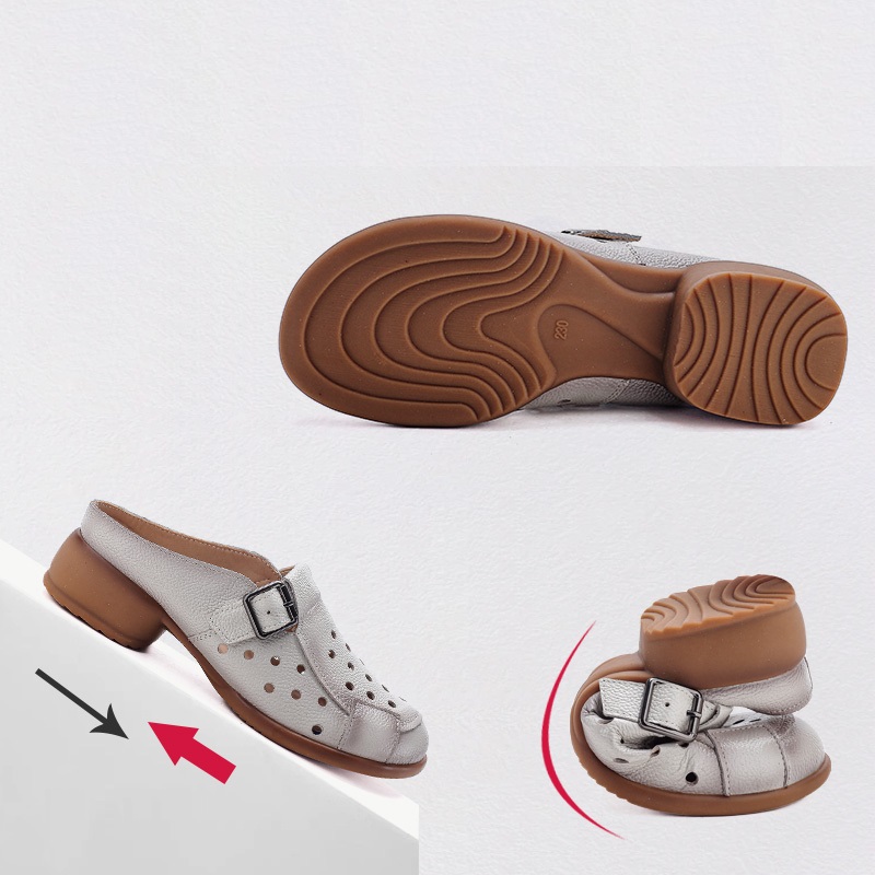 New Cow Leather Low Heel Sanda - огляд і ціна Slip On Mule Flat