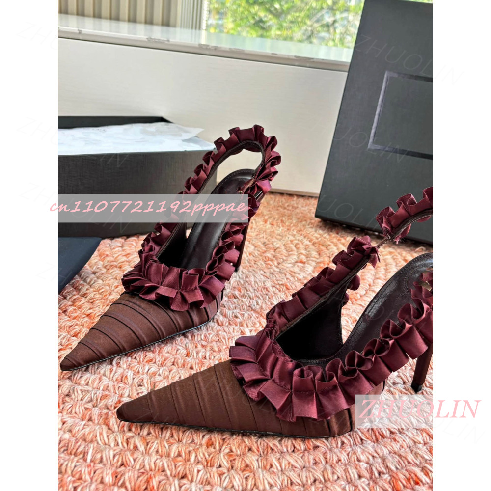 Slingback Heels Burgundy Pleat - огляд і ціна Women'S Shoes Burgundy